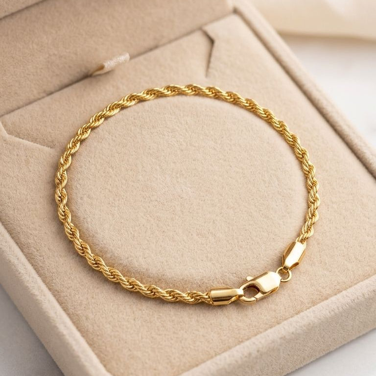 Pulseira Cordão Baiano 3MM Banhada em Ouro 18k