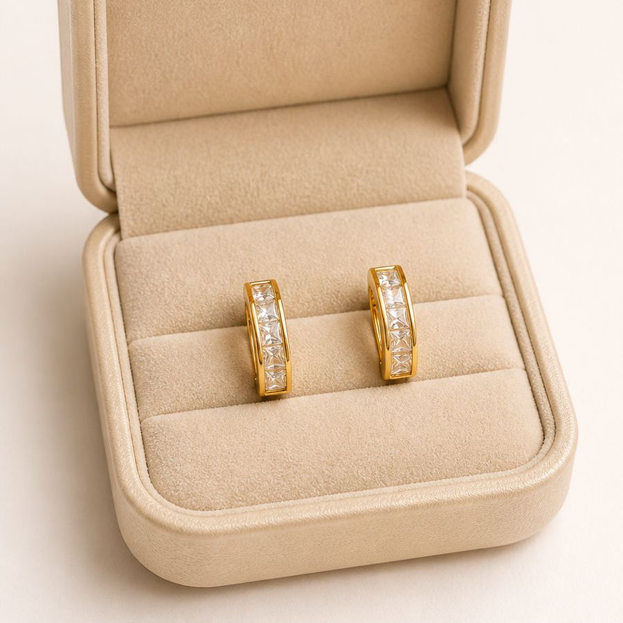 Brinco Argola Diamantada Banhada em Ouro 18k